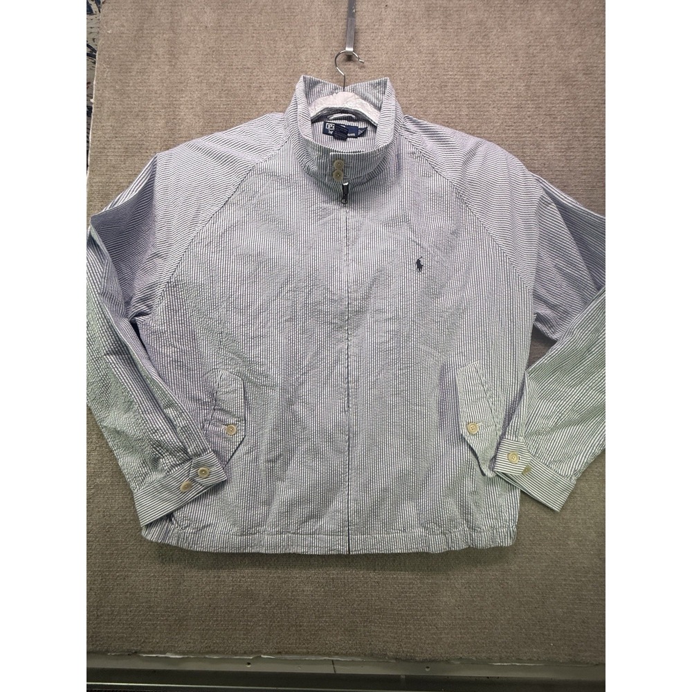 Vintage XXL Polo Ralph Lauren Seersucker Harrington Jacket Striped Mens XXL
